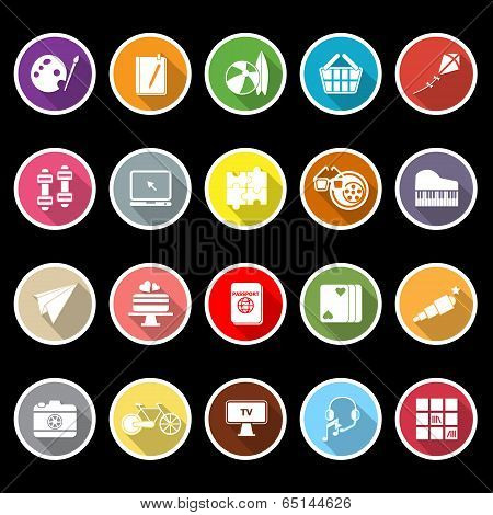 Hobby Icons With Long Shadow