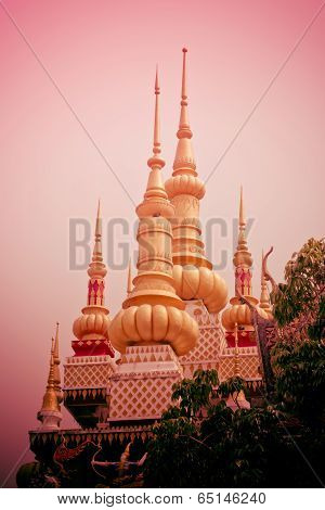 Beautiful pagoda in Wat Huai Sai Khao Chaingrai Thailand
