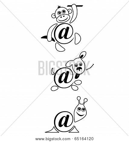 international sign email animals contour. vector illustration