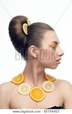 Woman with fruits