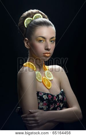 Woman with fruits