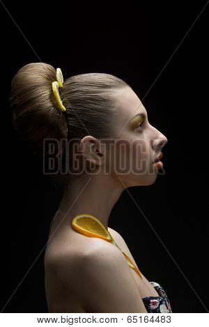 Woman with fruits