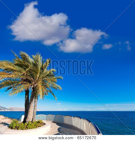 Altea beach balconade typical white Mediterranean village Alicante of Spain