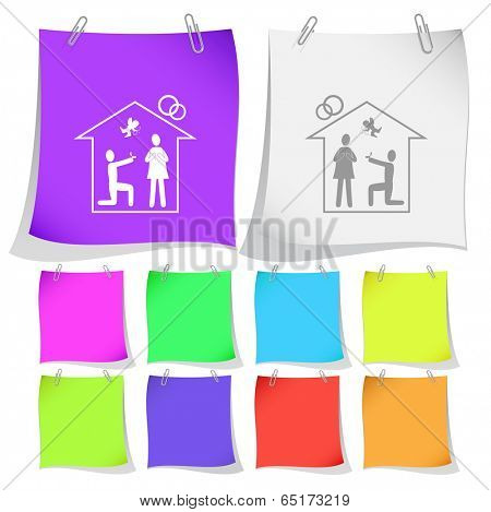Home affiance. Vector note papers.