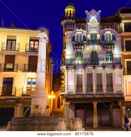 Aragon Teruel plaza el torico in Carlos Castel square of Spain