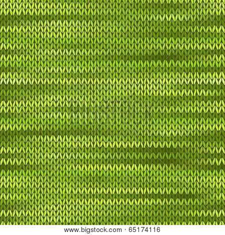 Style Seamless Knitted Melange Pattern. Green Color Vector Illus