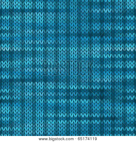 Style Seamless Knitted Melange Pattern. Blue Turquoise Black Whi