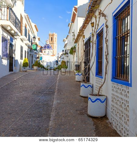 Altea old village in white whitewashed typical Mediterranean at Alicante Spain