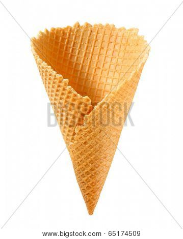 Waffle cornet isolated on white