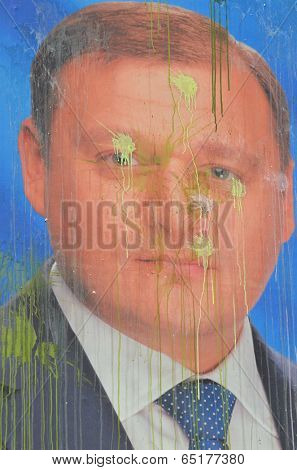 KIEV, UKRAINE - APR 30, 2014:Ukrainan presidential elections. Poster of candidate Michael Dobkin. April 30, 2014 Kiev, Ukraine 