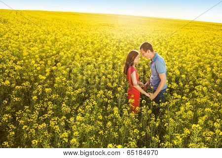 Couple in love in field