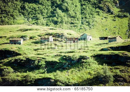 Traditional Norway Houses In The Mountains