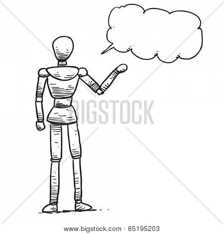 Wooden dummy speaking something