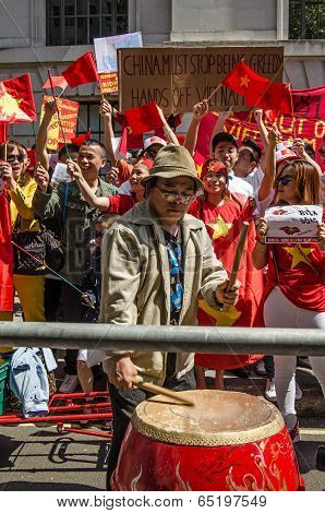 Drummer at Vietnamese protest