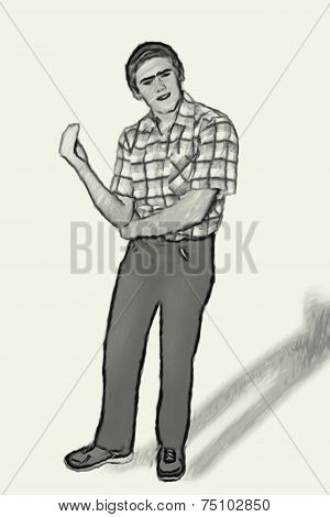 Sketch Teen Boy Body Language - Questioning