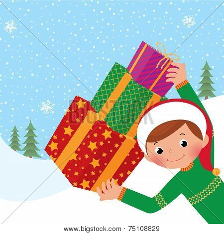 Boy With Christmas Gift