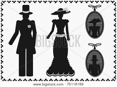 vintage lady and gentleman silhouette