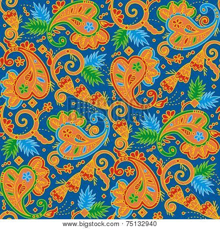 Seamless multicolor paisley background