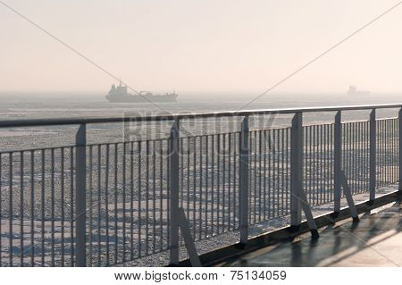 Sea ice stranded ship