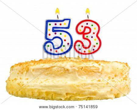Birthday Cake Candles Number Fifty Three Isolated