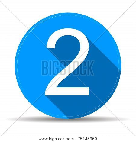 Blue 2 Flat Icon Button With Long Shadow
