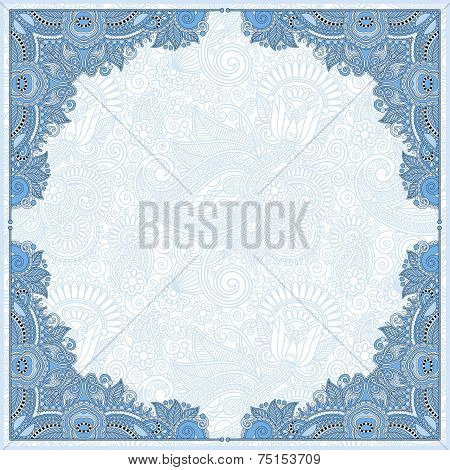 blue colour floral vintage frame, ukrainian ethnic style