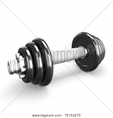 Black Dumbbells On White Background