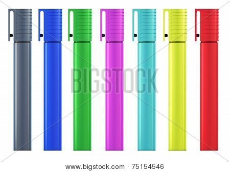 Set Of Colored Felt-tip Pens.