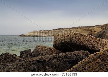 Stone Plates On Coast