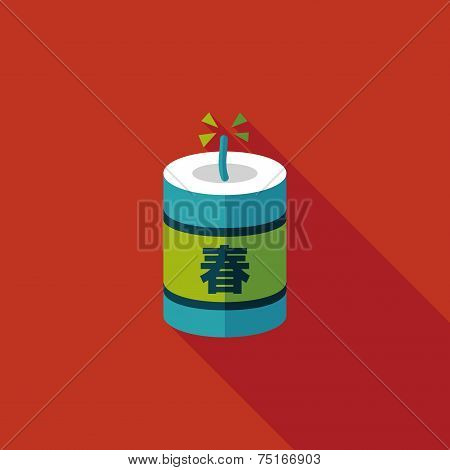 Chinese New Year Flat Icon, Eps10, Chinese Festival Couplets With Firecrackers Means 