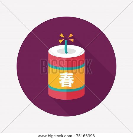 Chinese New Year Flat Icon, Eps10, Chinese Festival Couplets With Firecrackers Means 
