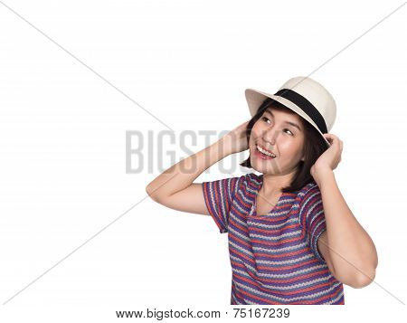 Happy Summer Woman Isolated In Studio