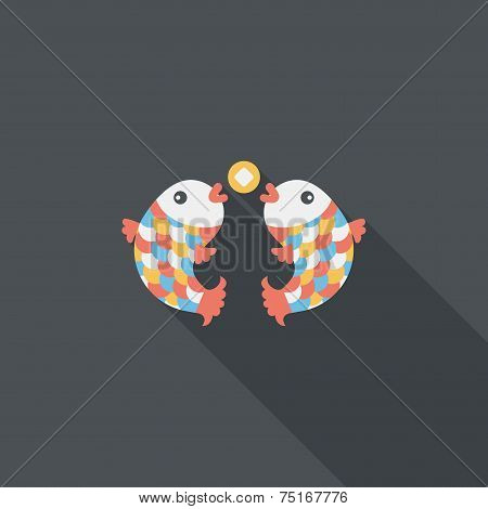 Chinese New Year Flat Icon With Long Shadow,eps10, Chinese Decoration Means 