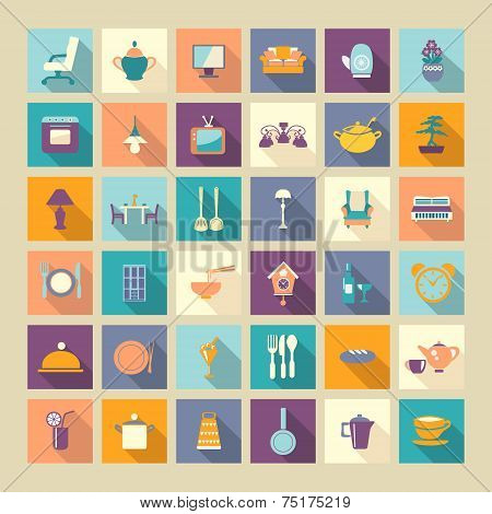 A Set Of Home Related Icons Elements-illustation