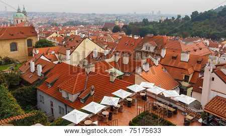 Old Tiled Roofs Of Prague, Czech Republic.