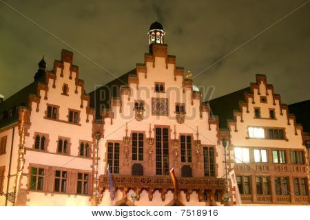 Frankfurt, Germany - Townhall RÃ¶mer at night