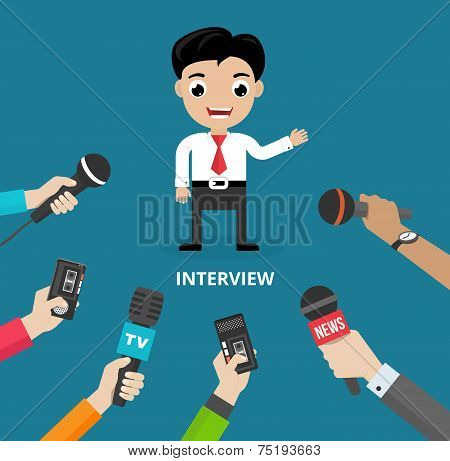 Media conducting a press interview