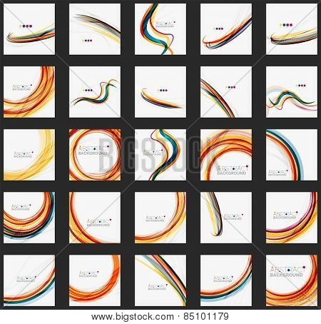 Purple and orange color lines on white, abstract background