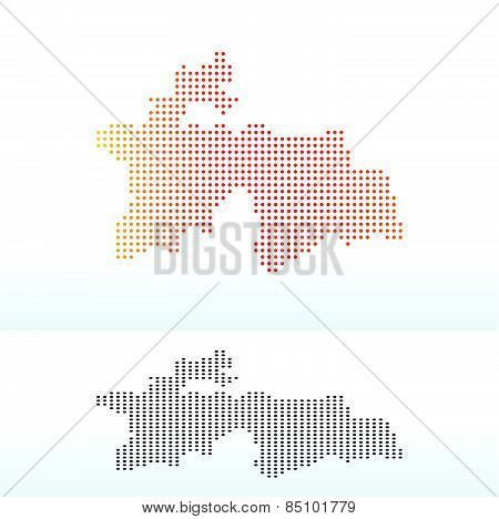 Map Of Republic Tajikistan With Dot Pattern
