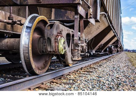 Rail Road Detail During A Hot Sping Day In Farnam.