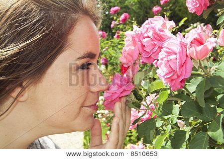 Blumen riechen