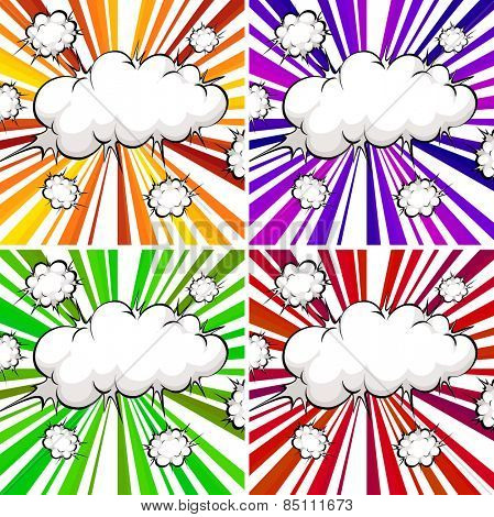 Four different cloud explosions with theme color