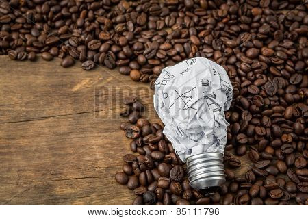 Light bulb on  coffee beans