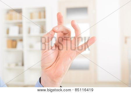 Patience Shuni mudra a symbolic, healing or ritual gesture in Hinduism and Buddhism