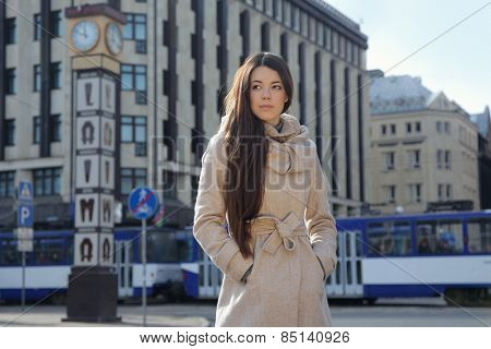 Beautiful young woman in Riga, Latvia
