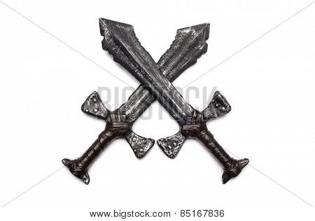 Medieaval swords isolated on the white