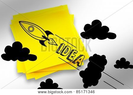 Idea and innovation graphic against sticky note