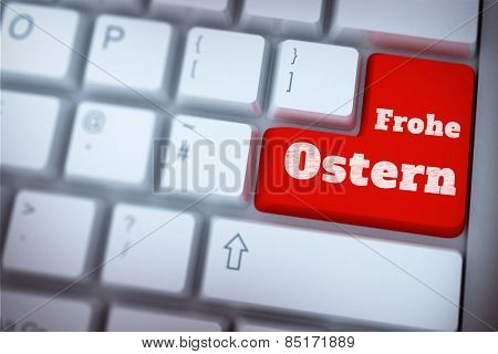 Red enter key on keyboard against frohe ostern