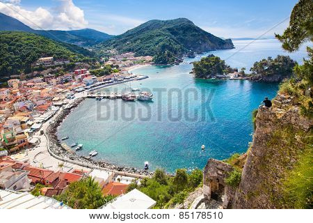 Beautiful panoramic view of Parga port, Greece.
