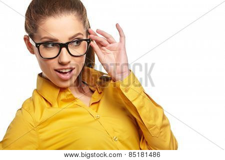 Business woman with glasses on isolatd background